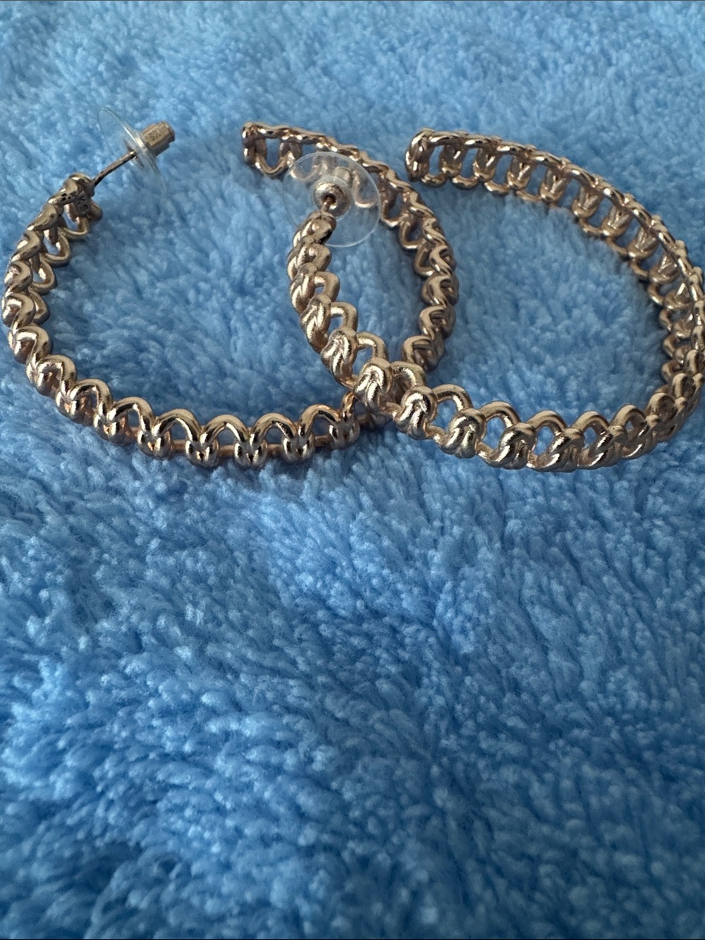 Rose Gold-Tone Chain Link Hoop Earrings - Women Jewelry